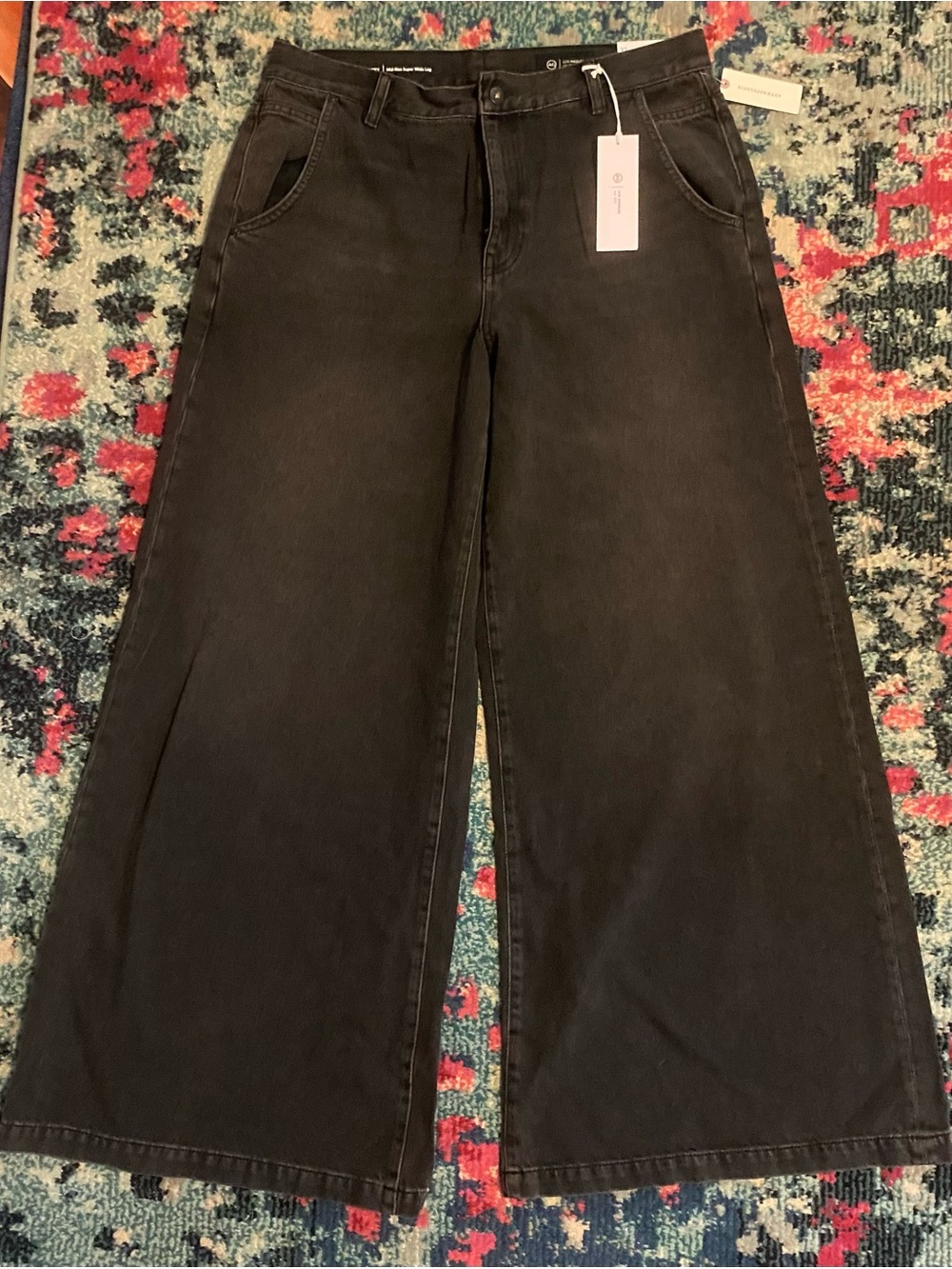 Anthropologie Black AG Posey Extra Wide Leg Jeans Size 32 NEW With Tags - Picture 4 of 11